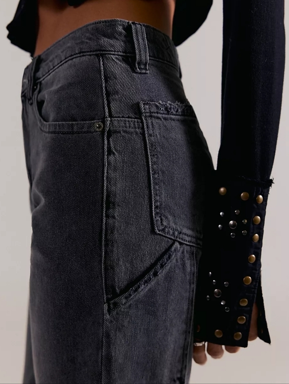 We The Free Tinsley Baggy Wide Leg Celestia Black Denim Size 24 - Picture 11 of 13